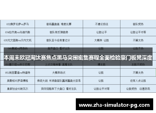 本周末欧冠淘汰赛焦点黑马突围密集赛程全面检验豪门板凳深度 本周末欧冠淘汰赛焦点黑马突围密集赛程全面检验豪门板凳深度
